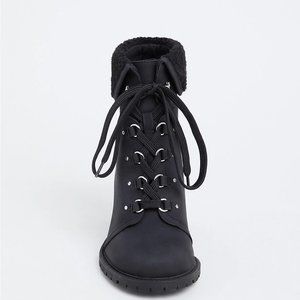 TORRID Black Faux Suede & Faux Shearling Foldover